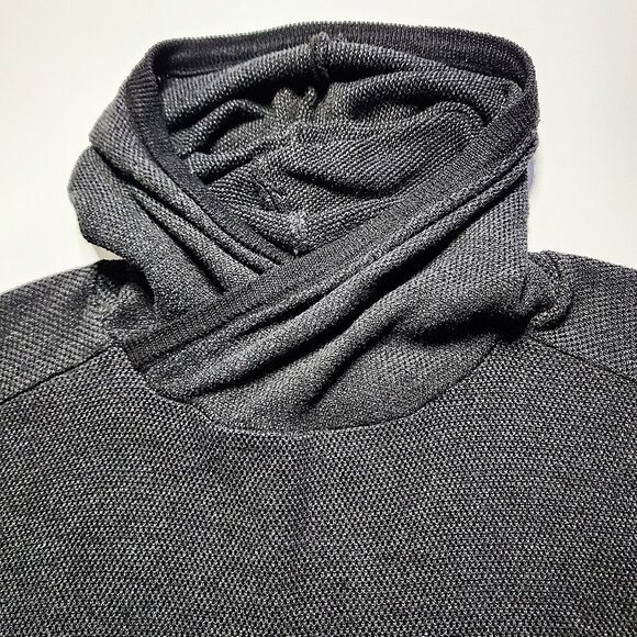 Dark gray & black waffle knit hoodie - Picture 5 of 10